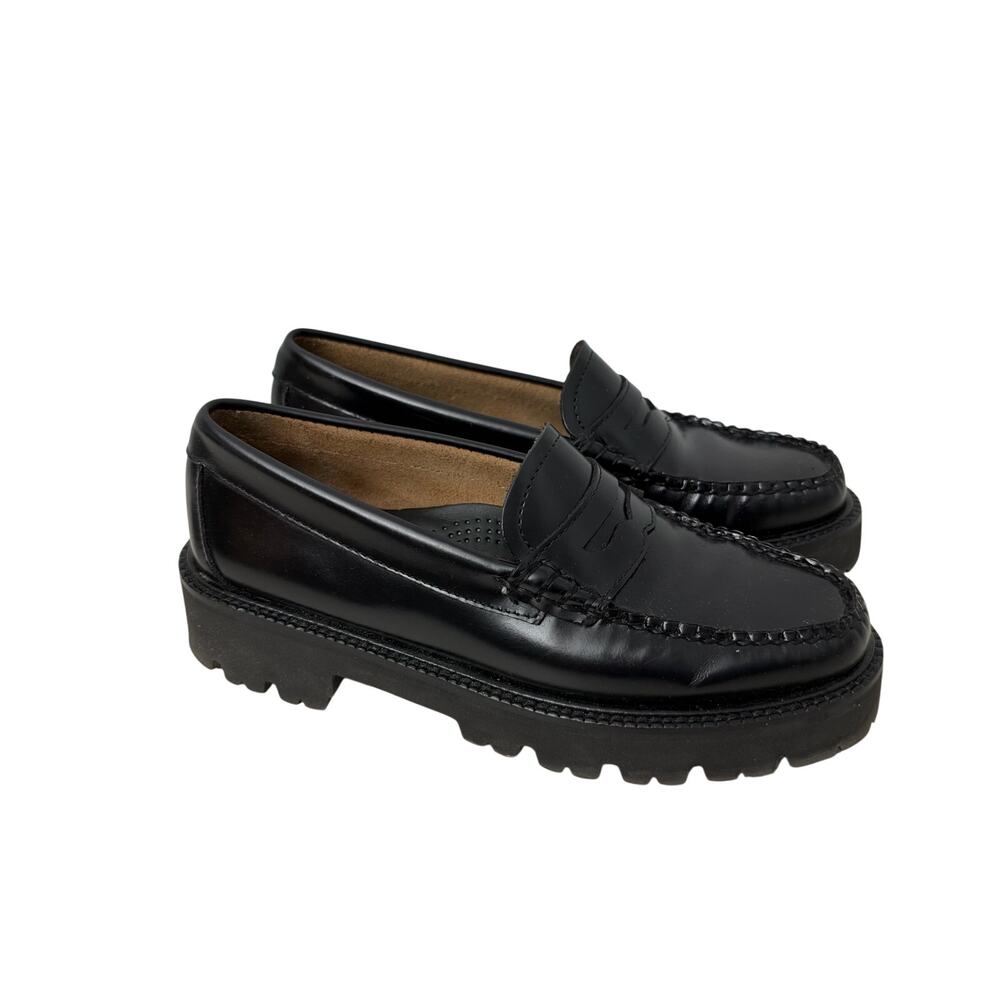 GH Bass Weejuns Shoes Women’s Size 5.5 Whitney Super Lug Black Leather Loafers